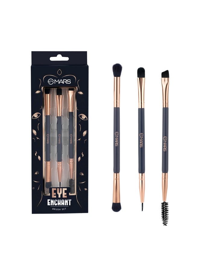 Mars Eye Enchanted Brush Set Of 3 | Perfect For Eye Makeup | Eyebrow Brush With Spoolie | Small Blending & Flat Brush | Eyeliner & Flat Crease Brush | Soft Bristles | Compact & Travel Friendly - Image 1