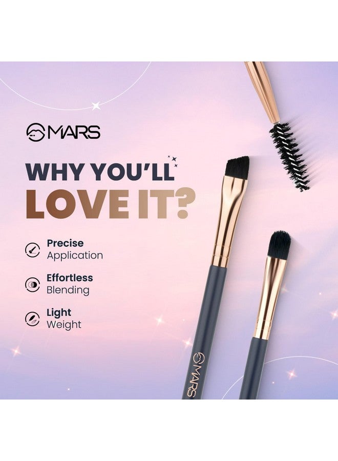 Mars Eye Enchanted Brush Set Of 3 | Perfect For Eye Makeup | Eyebrow Brush With Spoolie | Small Blending & Flat Brush | Eyeliner & Flat Crease Brush | Soft Bristles | Compact & Travel Friendly - Image 3