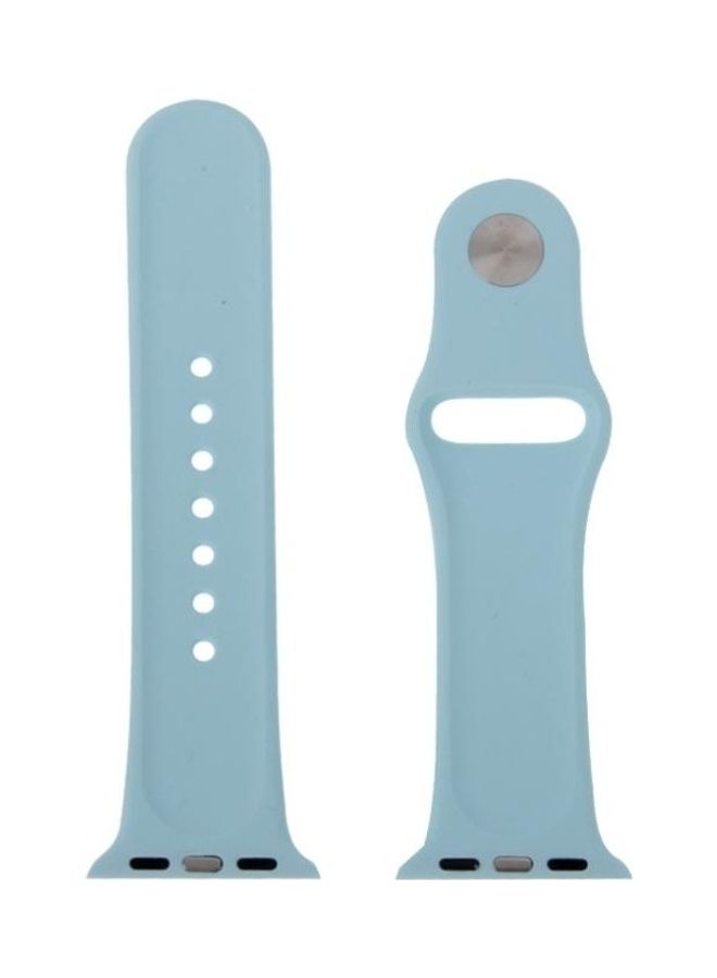 نيبمينينت سوار رياضي من المطاط مزود بدبوس وثنية للإغلاق لساعة أبل الرياضية مقاس 38 مم أزرق فاتح - Image 3