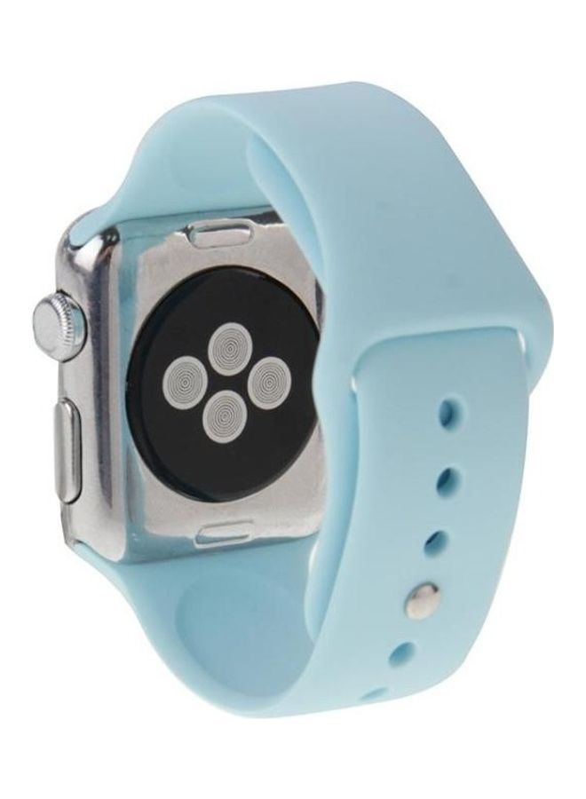 نيبمينينت سوار رياضي من المطاط مزود بدبوس وثنية للإغلاق لساعة أبل الرياضية مقاس 38 مم أزرق فاتح - Image 1
