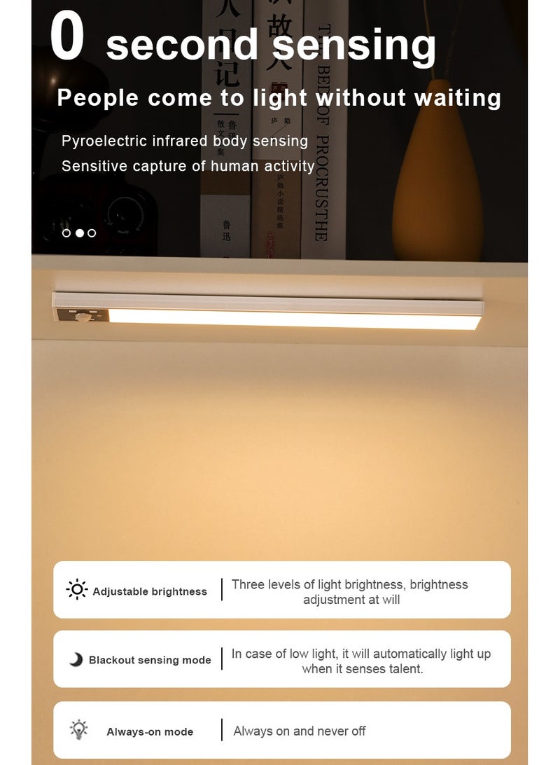 مصباح مكتب LED من الألمنيوم 11.8 بوصة/30 سم قابل لإعادة الشحن عبر USB مع مستشعر حركة، تعديل السطوع للاستخدام الداخلي في المطبخ، الخزانة، الدرج، بجانب السرير - Image 4