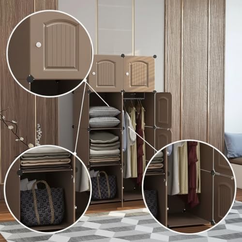 EXVITO Collapsible Kids Wardrobe Closet Storage Cabinet with Doors – Door Foldable Modular Plastic Wardrobe Organizer for Bedroom & Baby Room for Kitchen,Home Office,Sink,Laundry (Brown, 6+2 Door) - Image 4