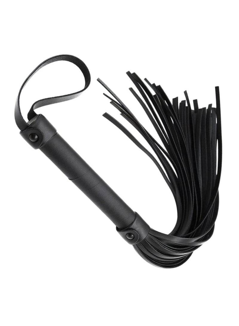 KASTWAVE Riding Whip for Racecourse, Faux Leather Riding Crop Equestrian Flogger Shaft Paddle Horse Riding Crop Accessories Equestrian Flogger for Racecourse Horse (Black)  - Image 1