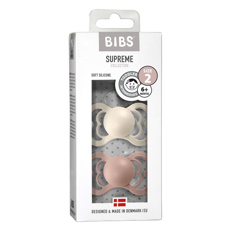 BIBS Pacifiers - Supreme Collection | BPA-Free Baby Pacifier | Made in Denmark | Set of 2 Ivory/Blush Color Premium Soothers | Size 6-18 Months - Image 3