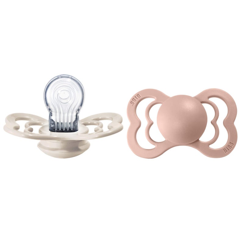 BIBS Pacifiers - Supreme Collection | BPA-Free Baby Pacifier | Made in Denmark | Set of 2 Ivory/Blush Color Premium Soothers | Size 6-18 Months - Image 1
