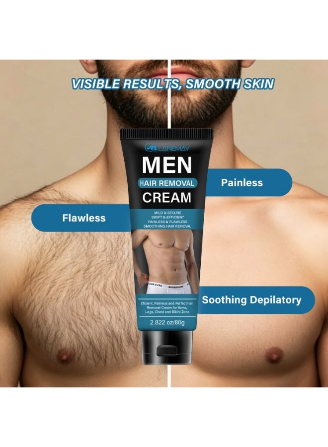 LANEMAY Intimate Hair Removal Cream for Men, Painless Depilatory Cream for Private Areas, Pubic, Genitals, and Underarms – Extra Gentle and Moisturizing Formula, Suitable for All Skin Types  (80g) - Image 4