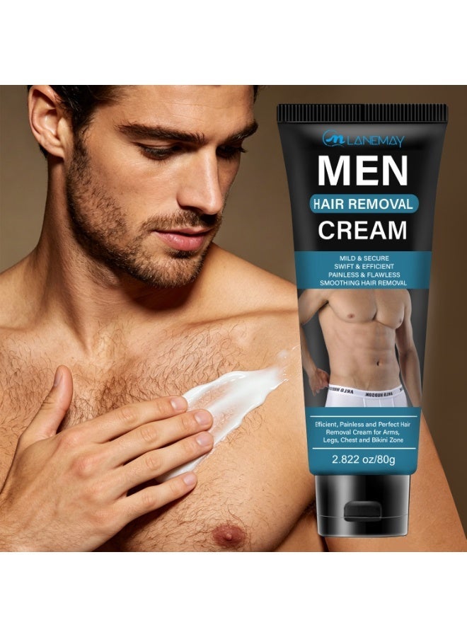 LANEMAY Intimate Hair Removal Cream for Men, Painless Depilatory Cream for Private Areas, Pubic, Genitals, and Underarms – Extra Gentle and Moisturizing Formula, Suitable for All Skin Types  (80g) - Image 1