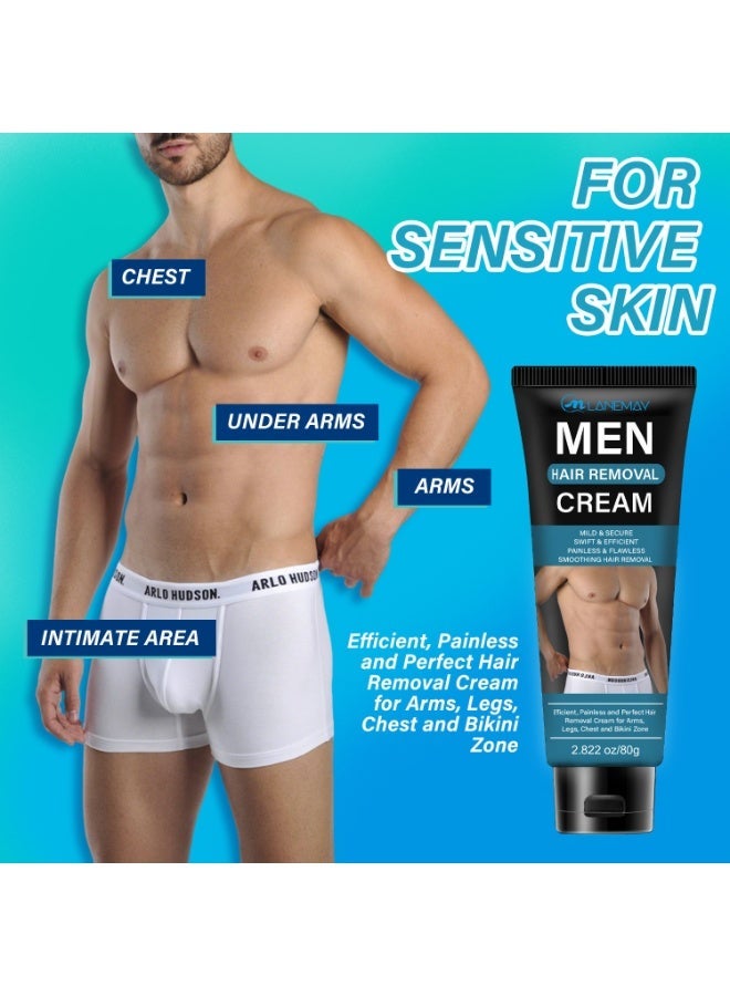 LANEMAY Intimate Hair Removal Cream for Men, Painless Depilatory Cream for Private Areas, Pubic, Genitals, and Underarms – Extra Gentle and Moisturizing Formula, Suitable for All Skin Types  (80g) - Image 3