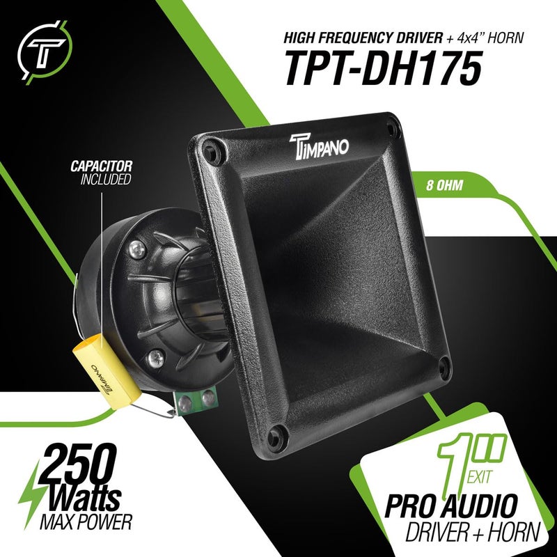 Timpano 2X TPT-DH175 Horn Drivers 500 Watts 1" Exit High Frequency Compression Driver with Black Horn 8 Ohm (Bundle 2 Horn Drivers) - Image 2