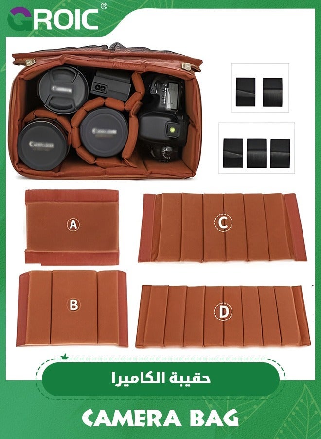 GROIC 4 Pack Brown Camera Bag Case Insert Partition Divider Separator Pad Protective Lens Dividers Inserts Compatible with Canon Sony - Image 1