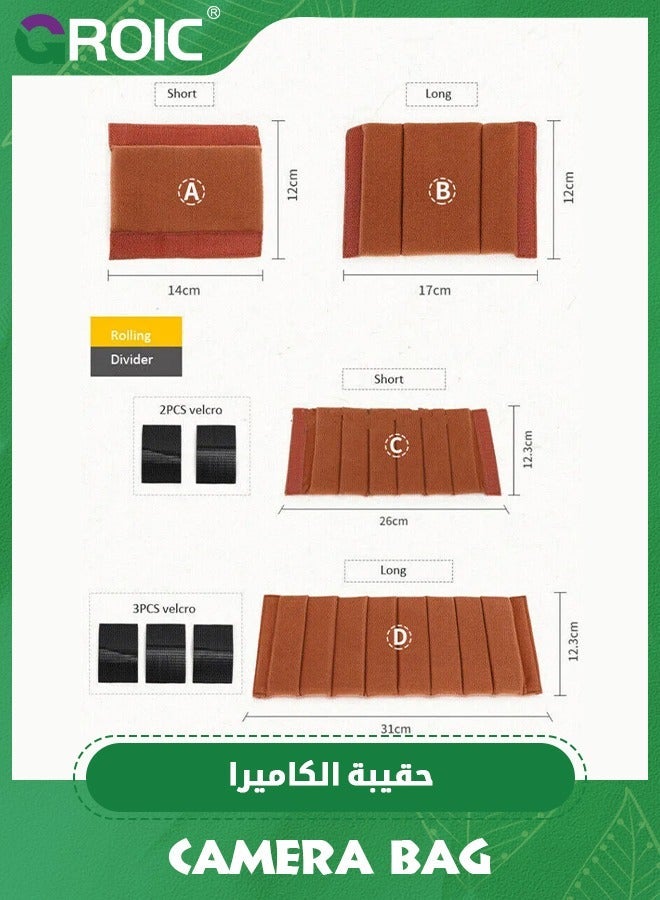 GROIC 4 Pack Brown Camera Bag Case Insert Partition Divider Separator Pad Protective Lens Dividers Inserts Compatible with Canon Sony - Image 4