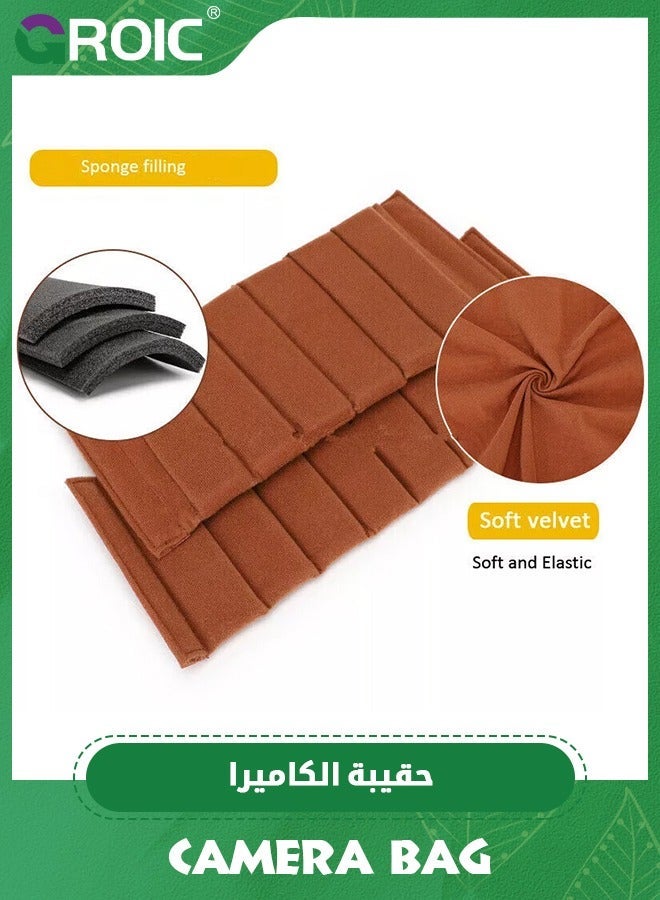 GROIC 4 Pack Brown Camera Bag Case Insert Partition Divider Separator Pad Protective Lens Dividers Inserts Compatible with Canon Sony - Image 2
