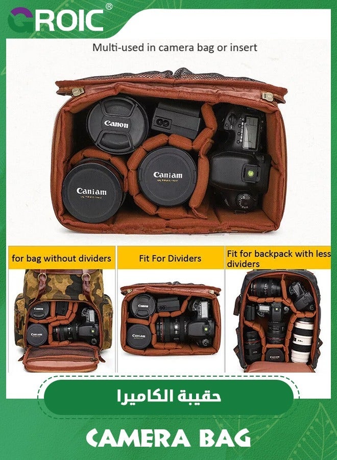 GROIC 4 Pack Brown Camera Bag Case Insert Partition Divider Separator Pad Protective Lens Dividers Inserts Compatible with Canon Sony - Image 3
