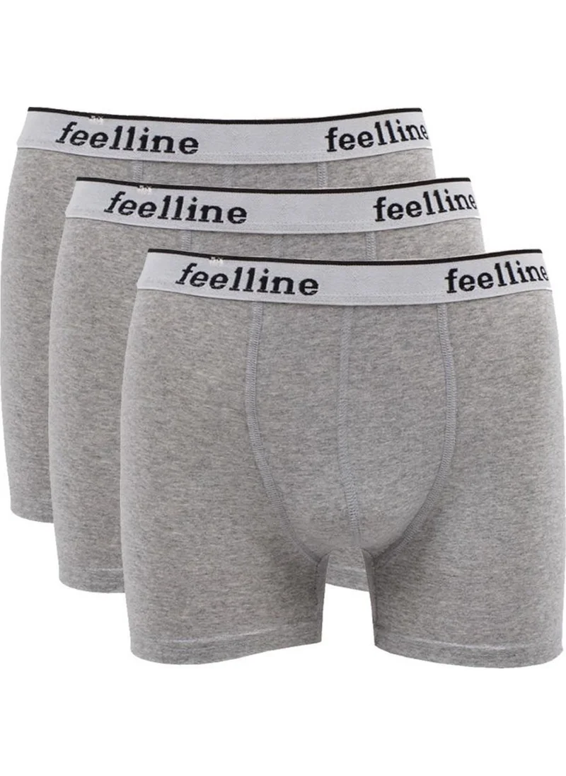 Feelline Cotton Lycra Slim Fit Gray 3 Piece Boxer Set