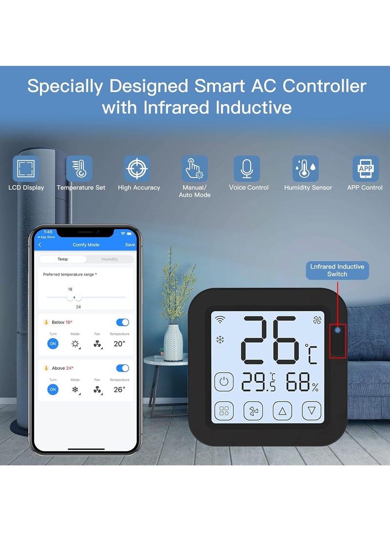 TUYA - Smart Wireless Air Conditioner Controller,  Smart WIFI IR Air Conditioner Controller Thermostat With LCD Display, App Control Temperature Humidity Sensor Monitor For Mini Split Portable AC - Image 1