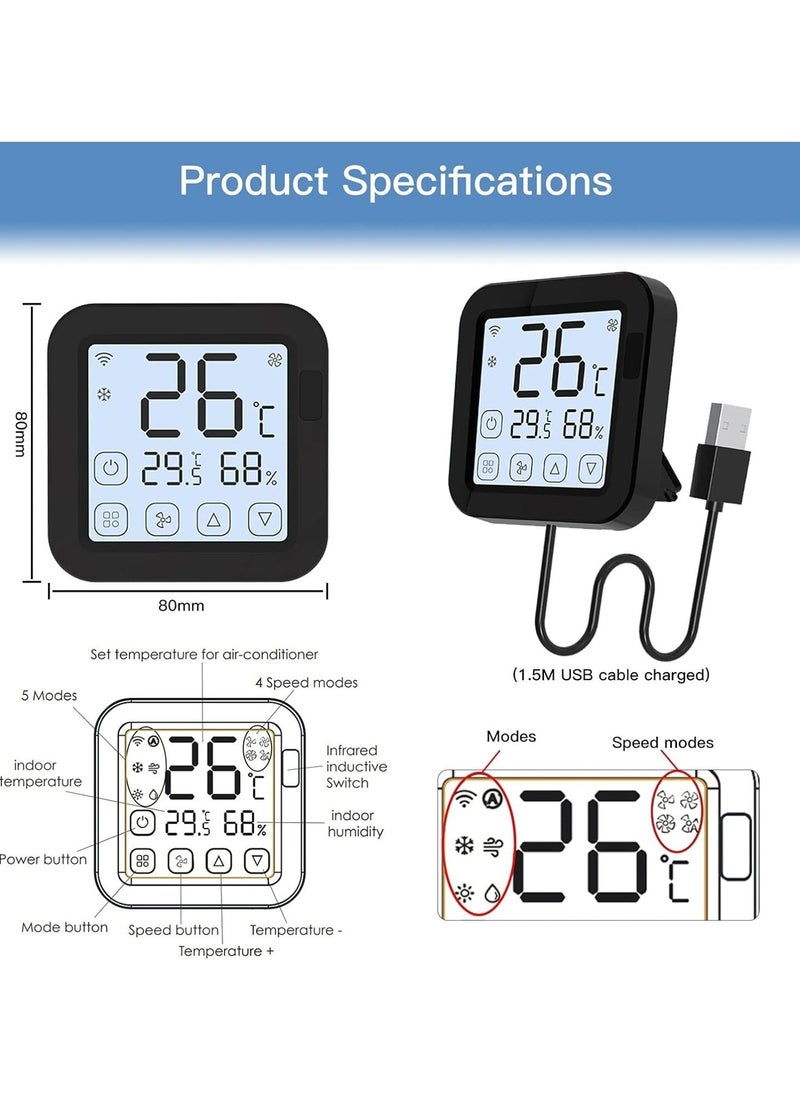 TUYA - Smart Wireless Air Conditioner Controller,  Smart WIFI IR Air Conditioner Controller Thermostat With LCD Display, App Control Temperature Humidity Sensor Monitor For Mini Split Portable AC - Image 1
