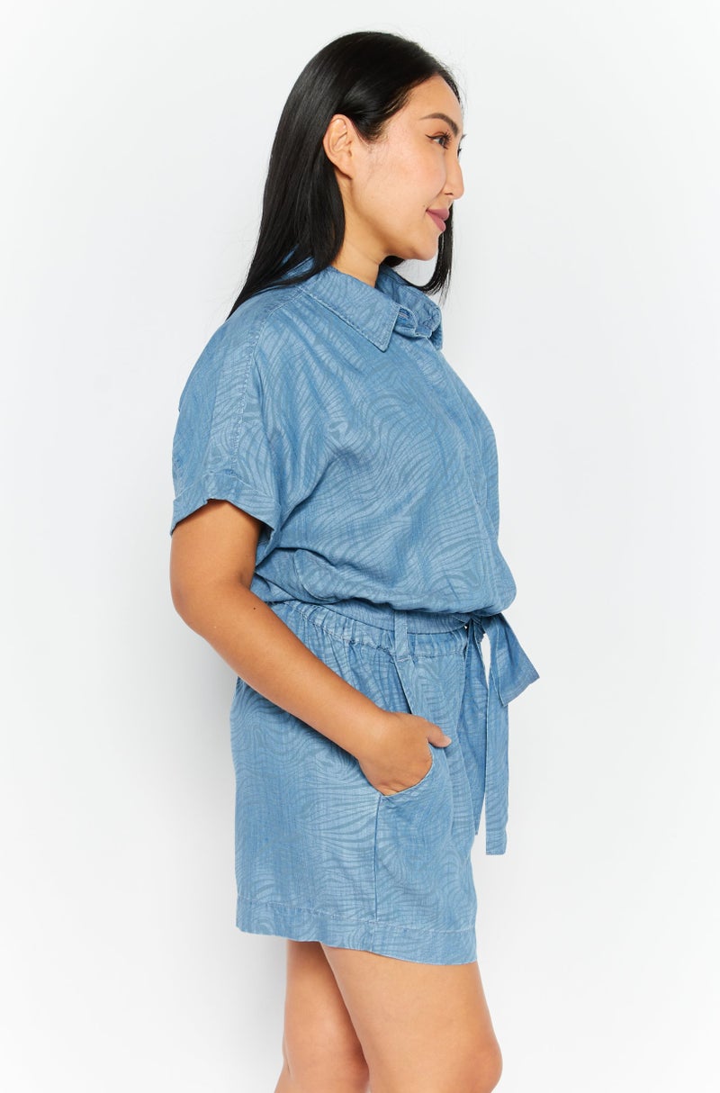 Levi's Women Denim Short Sleeve Playsuit, Blue - Image 3