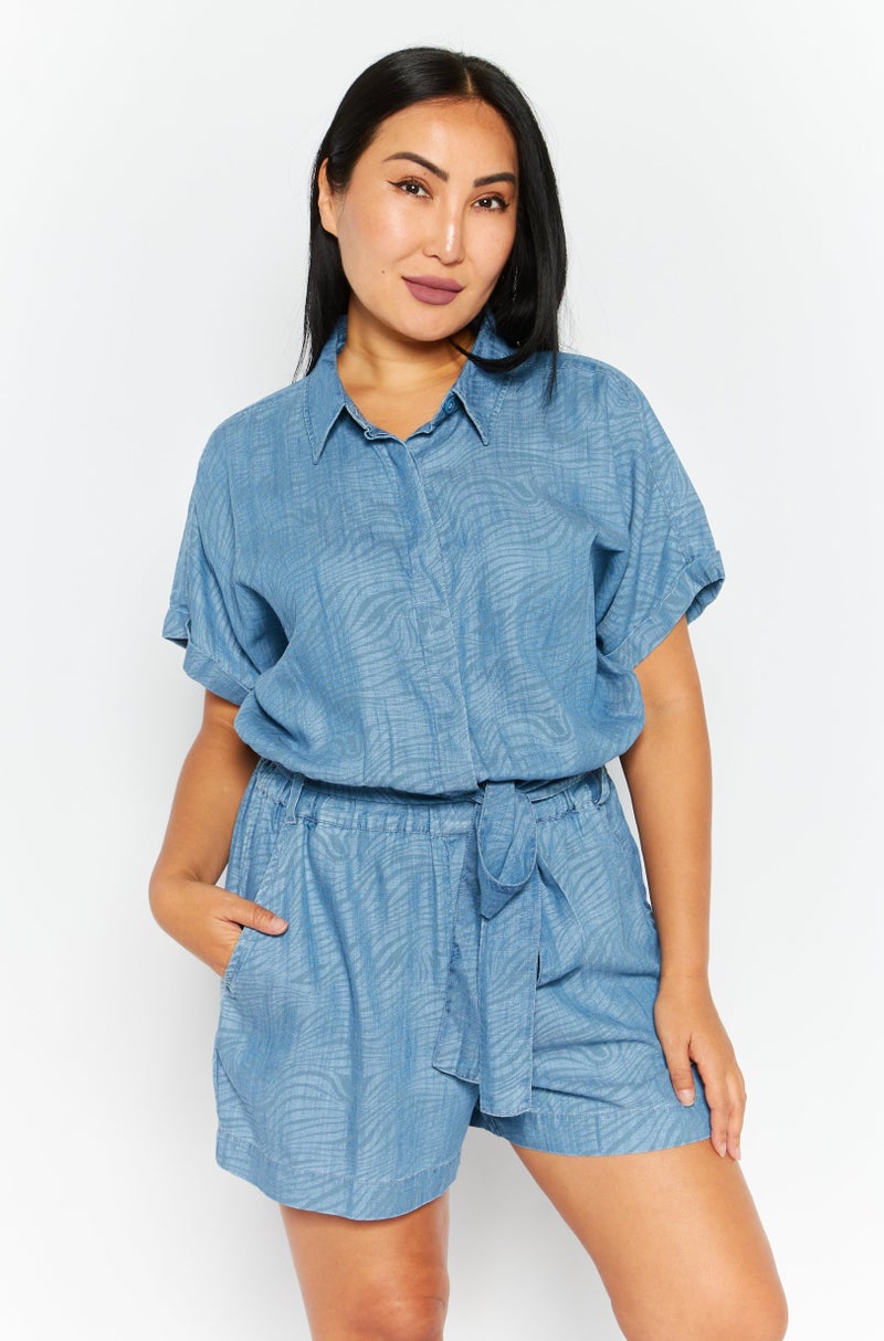 Levi's Women Denim Short Sleeve Playsuit, Blue - Image 1
