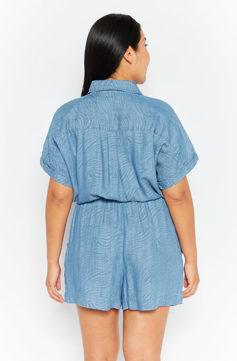 Levi's Women Denim Short Sleeve Playsuit, Blue - Image 2