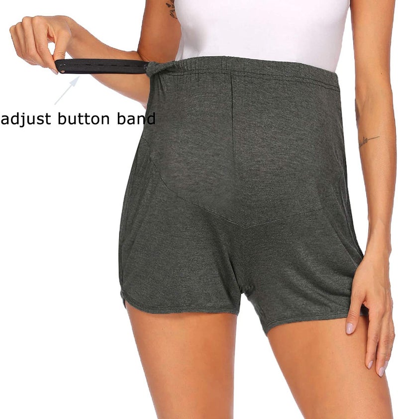 2021 New Products Maternity Pants Sports Shorts Telescopic Waist Adjustable Maternity Shorts gray M - Image 3
