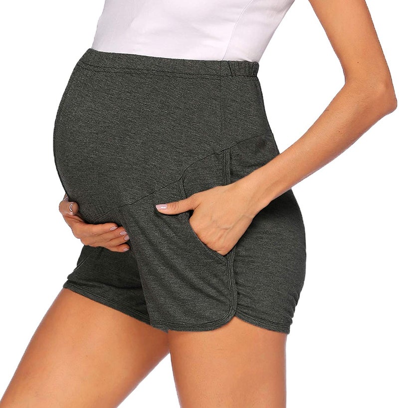 2021 New Products Maternity Pants Sports Shorts Telescopic Waist Adjustable Maternity Shorts gray M - Image 1
