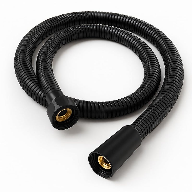 Prem's خرطوم دش مرن أسود من الفولاذ المقاوم للصدأ من الدرجة 304 / خرطوم دش يدوي / خرطوم صنبور صحي / خرطوم رش (1.0 متر، أسود) - Image 1