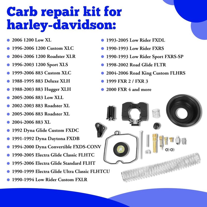 VORIPO Carburetor Rebuild Kit for Harley-Davidson CV40 Sportster 883 1200 XL883 XLH1200 - Image 2