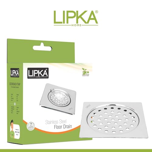 LIPKA Eon Square Flat Cut with Palin Floor Drain |Premium Stainless Steel |6 x 6 Inches| - Image 4