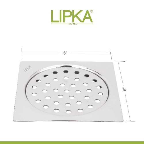 LIPKA Eon Square Flat Cut with Palin Floor Drain |Premium Stainless Steel |6 x 6 Inches| - Image 3