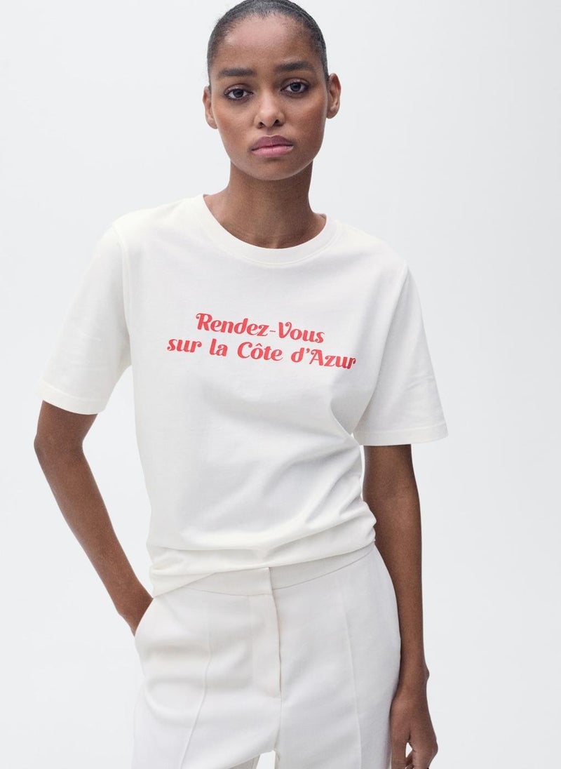 MANGO Short-Sleeved Printed T-Shirt - Image 1