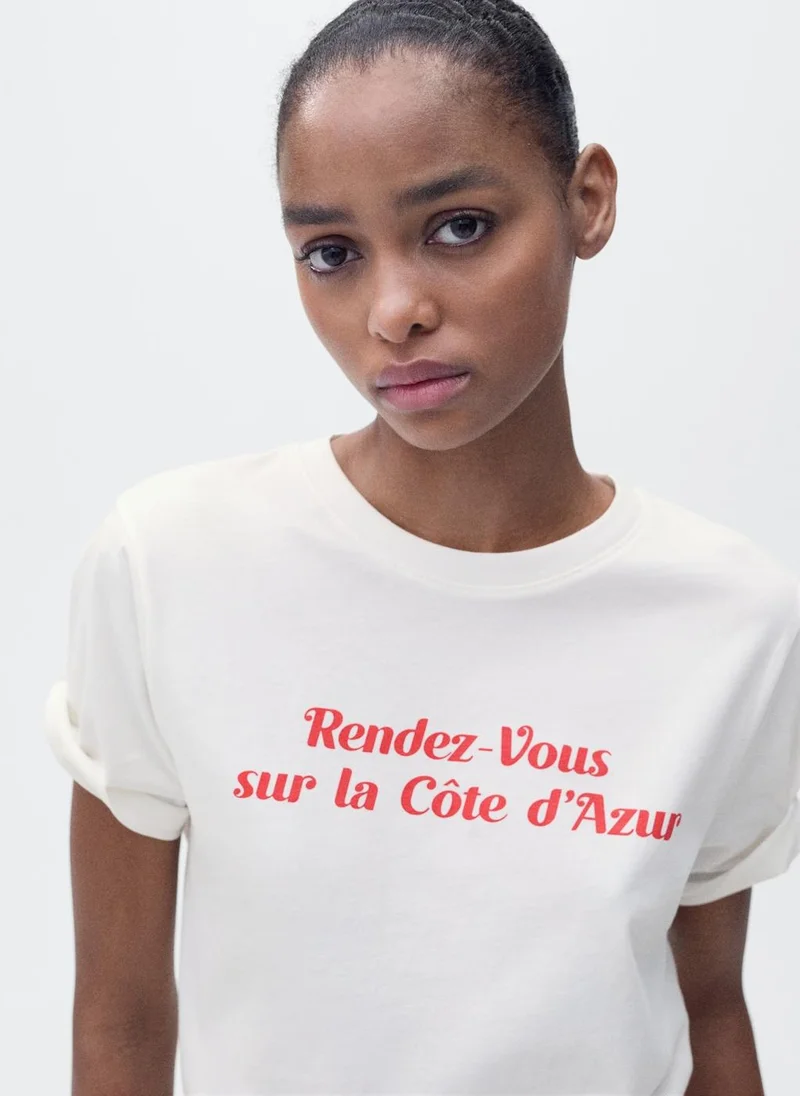 MANGO Short-Sleeved Printed T-Shirt