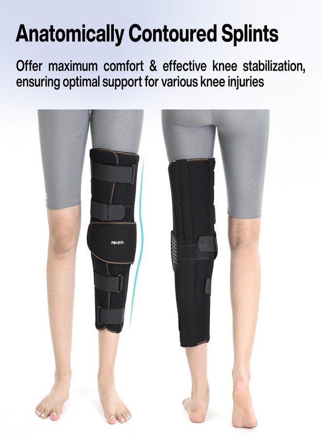 فوفيرا دعامة تثبيت الركبة FOVERA لدعم الركبة - جبيرة تثبيت للخلع وتمزق الأربطة والتعافي من الإصابات بتصميم ملتف و5 أحزمة قابلة للتعديل للرجال والنساء (M) - Image 5