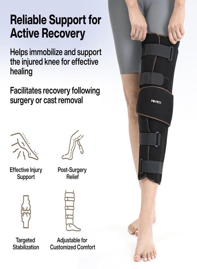 فوفيرا دعامة تثبيت الركبة FOVERA لدعم الركبة - جبيرة تثبيت للخلع وتمزق الأربطة والتعافي من الإصابات بتصميم ملتف و5 أحزمة قابلة للتعديل للرجال والنساء (M) - Image 2