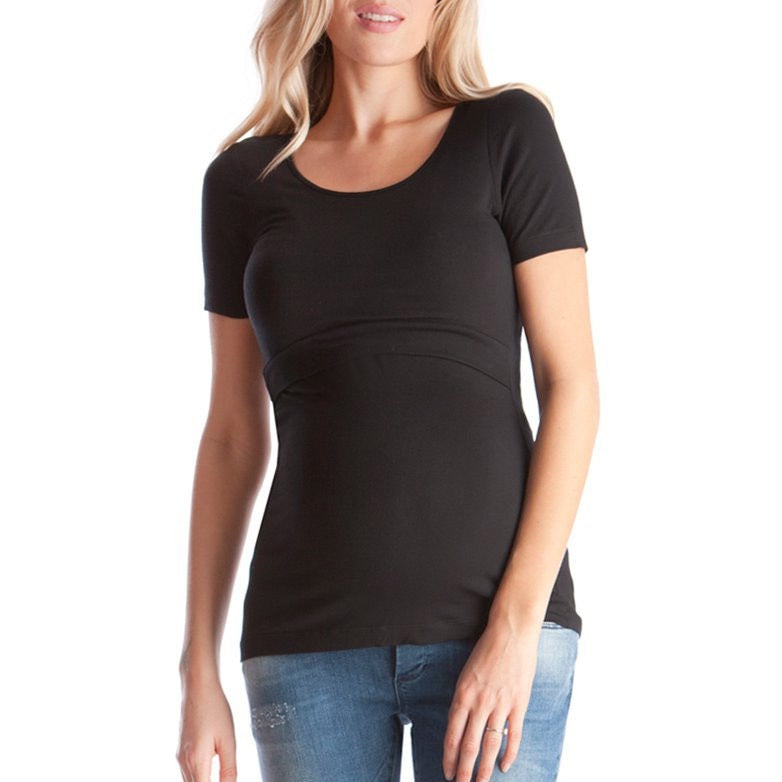 2021 Wish AliExpress Hot Round Neck Short Sleeve Maternity Wear Breastfeeding Nursing Clothing Women T-Shirt white XL - Image 5