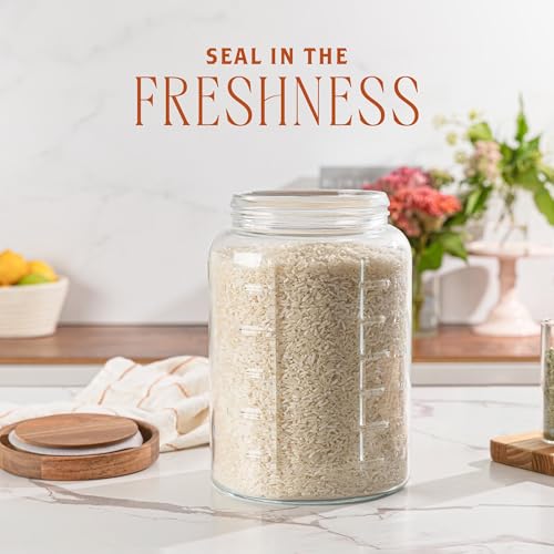 kitchentoolz Extra Large Mason Jar - 1 Gallon Glass Wide Mouth Jar with Airtight Wooden Lid, Food Storage Container with Measurement Markings For Kitchen Pantry, Pickling, Cookies, Flour & Sugar - Image 3