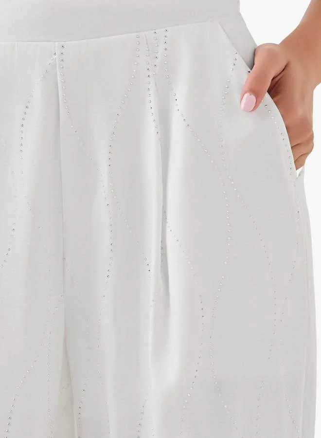 Splash FAV Wide Leg Embellished Trousers