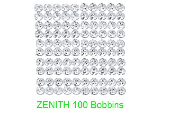Zenith 100 pc Imported Plastic Bobbins For All Domestic Automatic and manual Sewing Machines.Suitable for models like Singer, Usha Janome, Brother, Rajesh, etc.Multicolor (White Trasparent 100) - Image 2