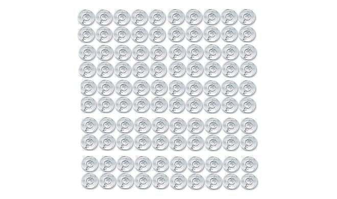 Zenith 100 pc Imported Plastic Bobbins For All Domestic Automatic and manual Sewing Machines.Suitable for models like Singer, Usha Janome, Brother, Rajesh, etc.Multicolor (White Trasparent 100) - Image 1
