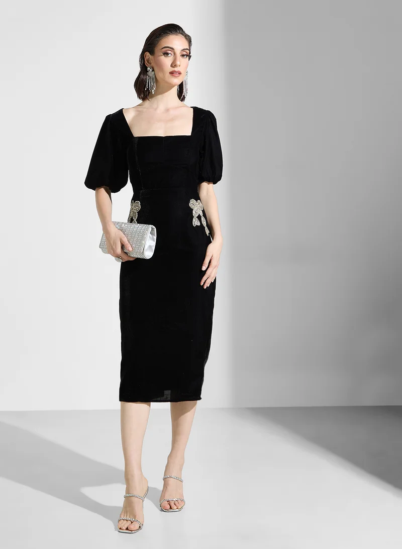Hope & Ivy Floral Velvet Dress