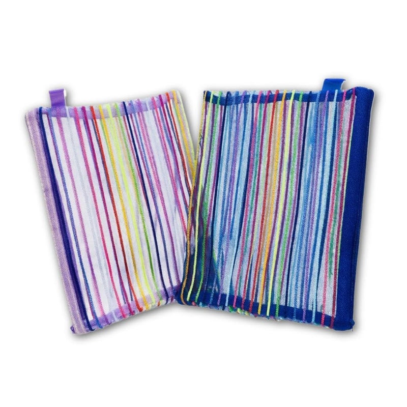 Storage Pouches - Multicolour Striped Mesh Zipper File Bags 34x23.5cm, Set of 6 Document Organizers for School Office, Practical and Stylish Paper Keeper (6 pieces)
