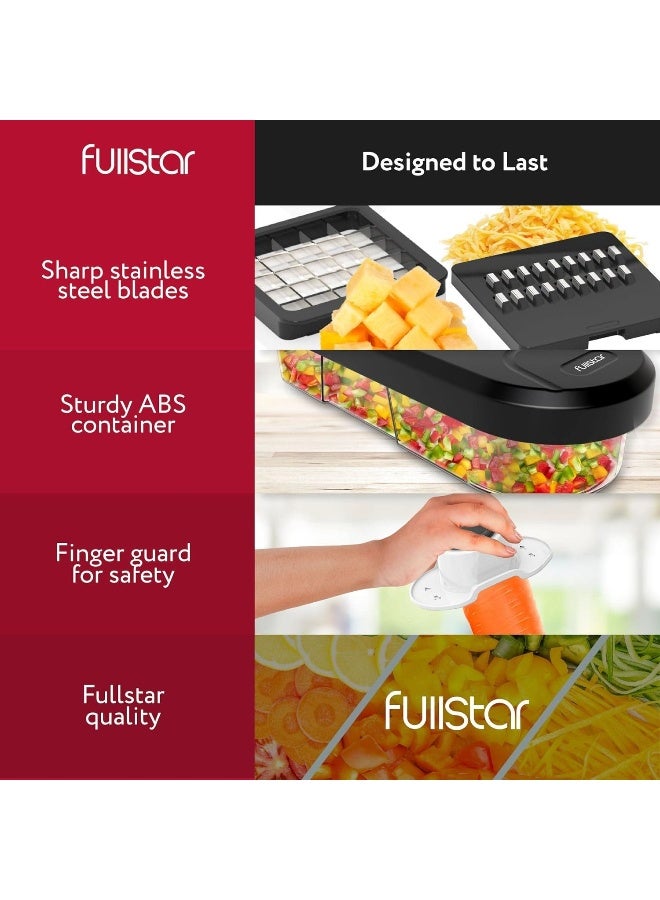 Fullstar مفرمة الخضروات، قطاعة الجبن، مفرمة الطعام، مفرمة الخضروات، مفرمة البصل، مفرمة الخضروات مع حاوية، قطاعة الماندولين ومبشرة الجبن (6 في 1 - أبيض)  - Image 2