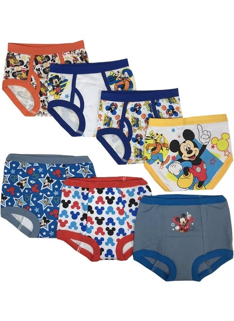 Disney Boys Mouse Potty Training Pants and Starter Kit with Stickers & Tracking Chart in Sizes 18m, 2t, 3t, 4t Underwear, Mickey Multi, 4 (Pack of 7)