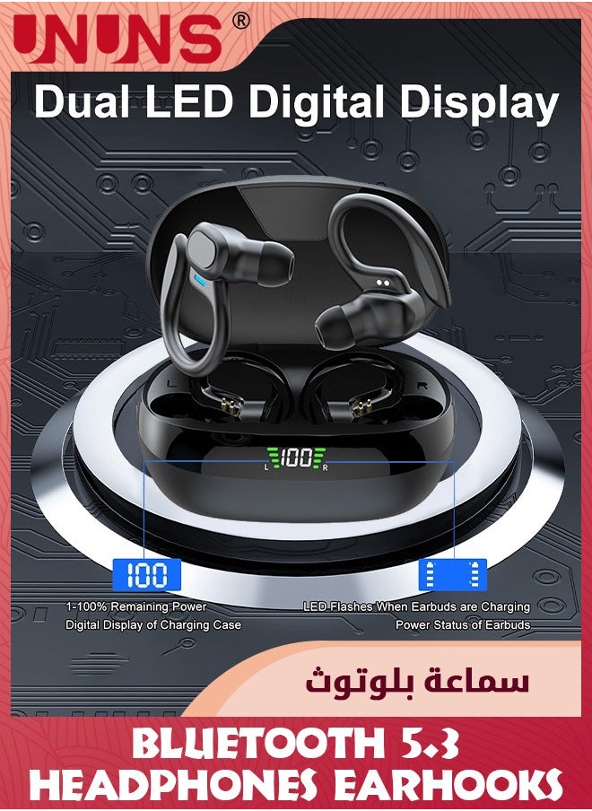 UNUNS Wireless Earbuds Bluetooth Headphones,HiFi Stereo Sport Headphones With Earhooks,LED Display Noise Cancelling,48H Playback,IP7 Waterproof Earphones Built-in Mic For iOS,Android Devices  - Image 2