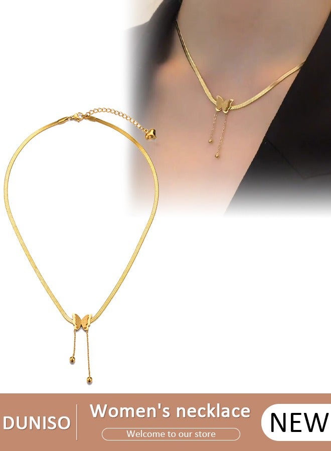 DUNISO أنيقة الذهب اللون جولة قلادة قلادة سلسلة الترقوة للنساء مجوهرات الزفاف هدية - Image 1