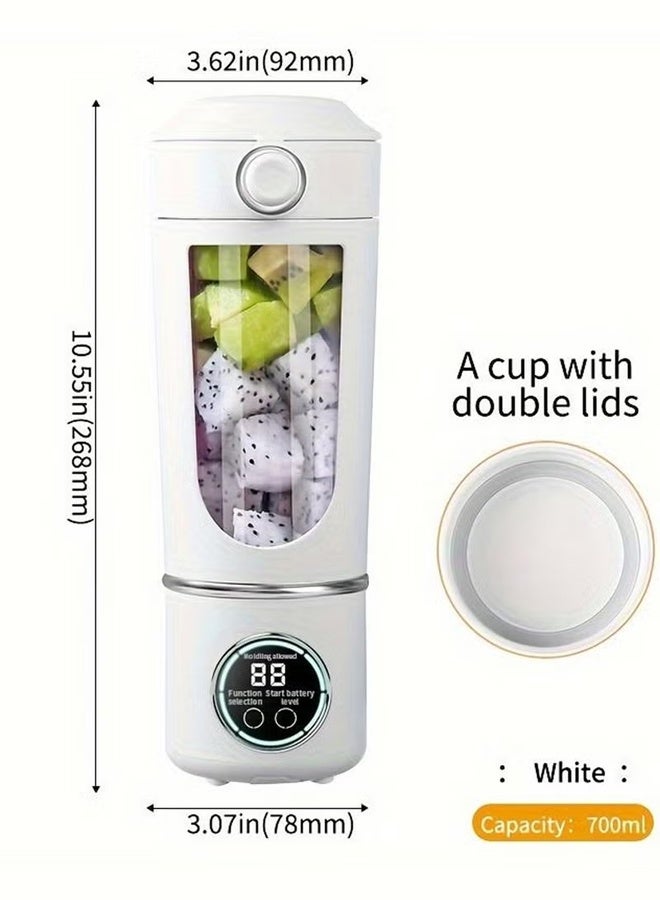 Poxvalzor Personal Portable Blender,USB Type-C Rechargeable,700ml Juicer Cup,4 Gear Modes,1500mAh Battery Capacity,Perfect for Fresh Juice at Home (White) - Image 2