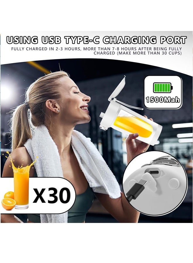 Poxvalzor Personal Portable Blender,USB Type-C Rechargeable,700ml Juicer Cup,4 Gear Modes,1500mAh Battery Capacity,Perfect for Fresh Juice at Home (White) - Image 5