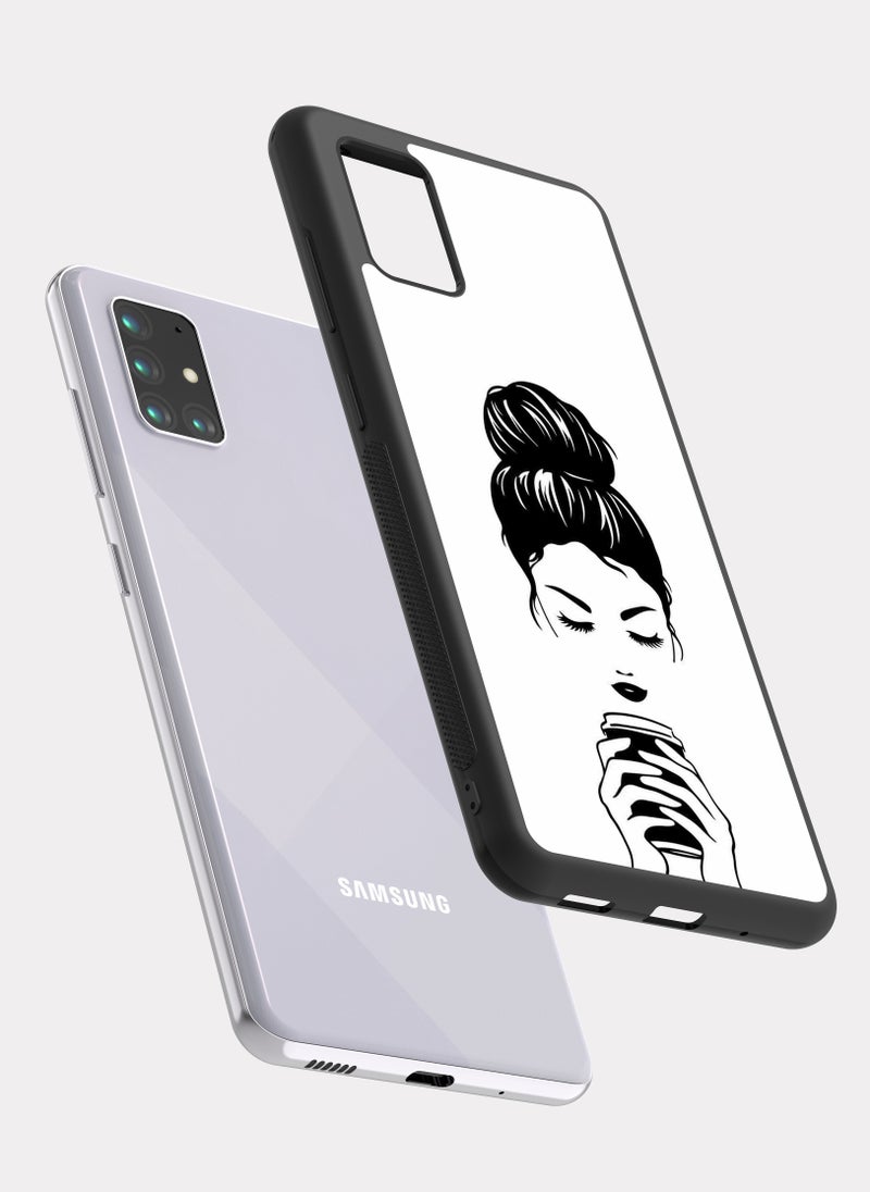 PXLAAT Samsung Galaxy A71 case cover Girl Drink Coffee - Image 2