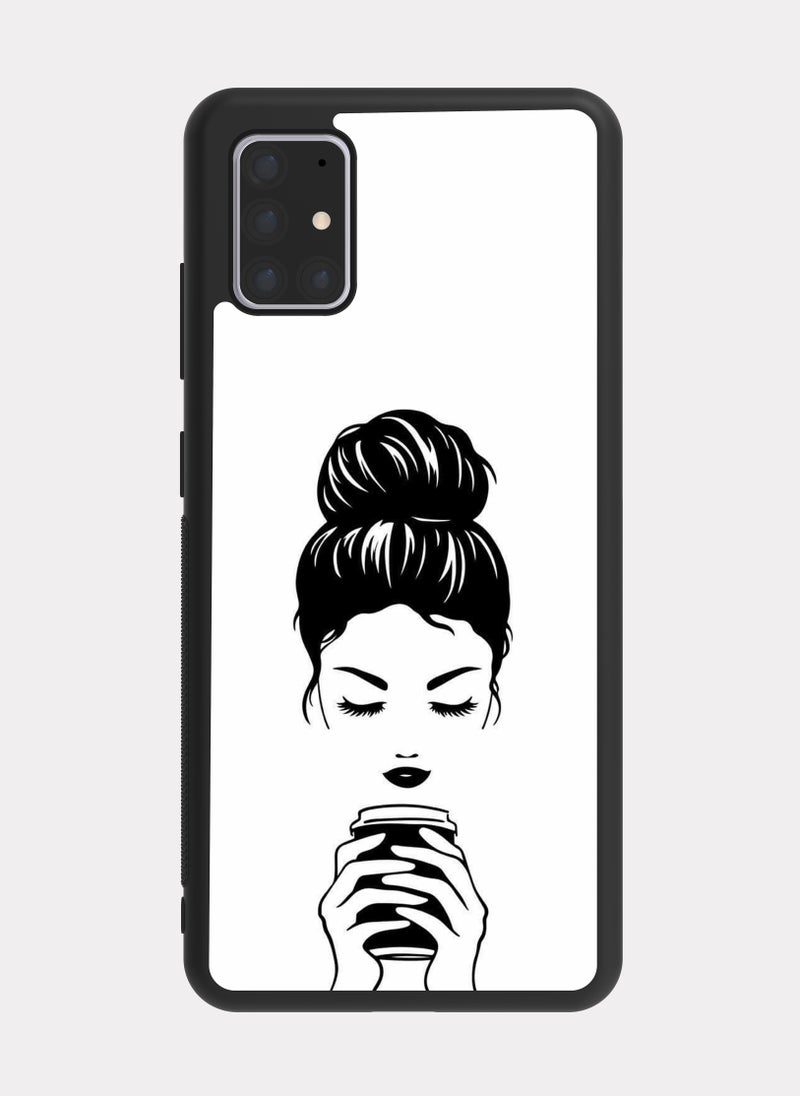 PXLAAT Samsung Galaxy A71 case cover Girl Drink Coffee - Image 1