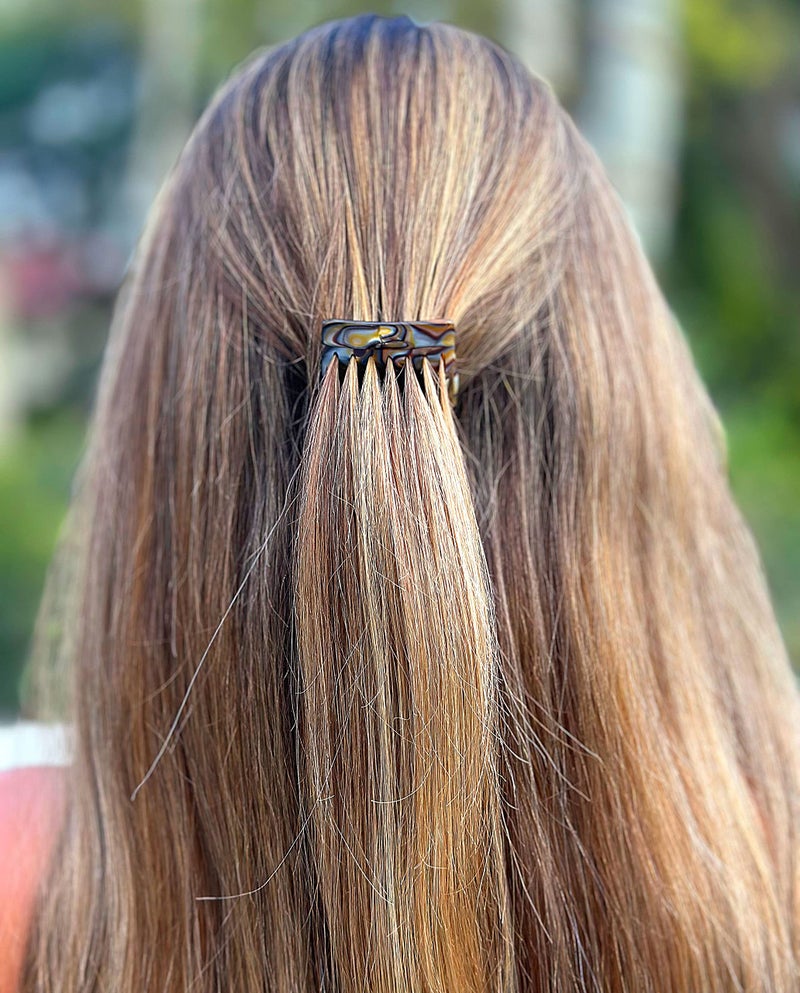 Camila Paris CP2332/2 French Hair Side Comb Handmade Onyx, Small Twist Hair Decorative, Strong Hold Clips for Women Bun Chignon Up-Do Styling Girls Hair Accessories, Made in France - Image 2