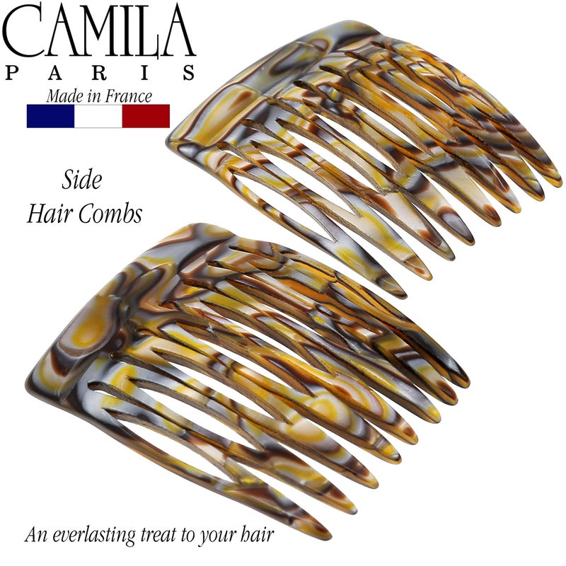 Camila Paris CP2332/2 French Hair Side Comb Handmade Onyx, Small Twist Hair Decorative, Strong Hold Clips for Women Bun Chignon Up-Do Styling Girls Hair Accessories, Made in France - Image 5